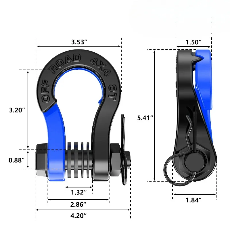 8 ton split shackle off-road vehicle modified U-shaped trailer hook 3/4 forged hook and ring open body rescue