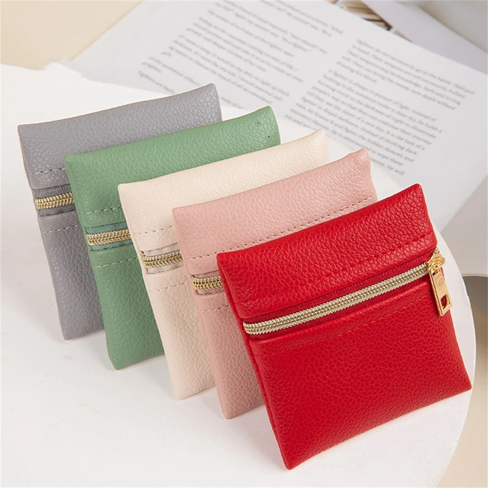 Pu Leather Zipper Coin Purse Jewelry Gift Packaging Pouch For Ring Earring Necklace Pendant Wedding Favors Storage Bags Wallet