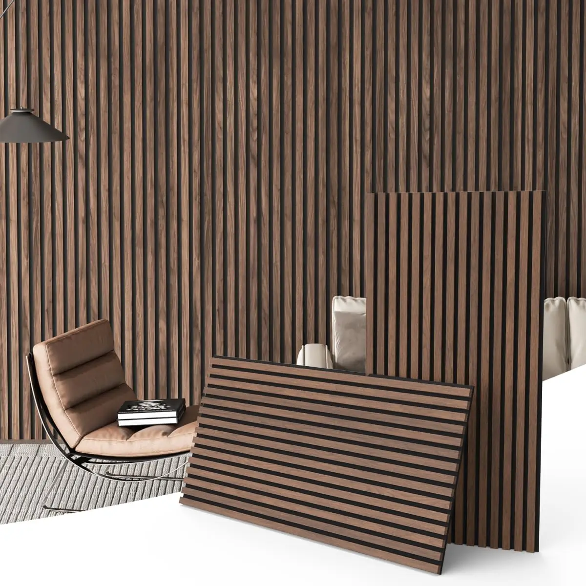 

2 упаковки деревянных стеновых панелей для шумопоглощения, декоративная акустическая панель для офиса, домашнего кинотеатра, кухни, отделка под орех