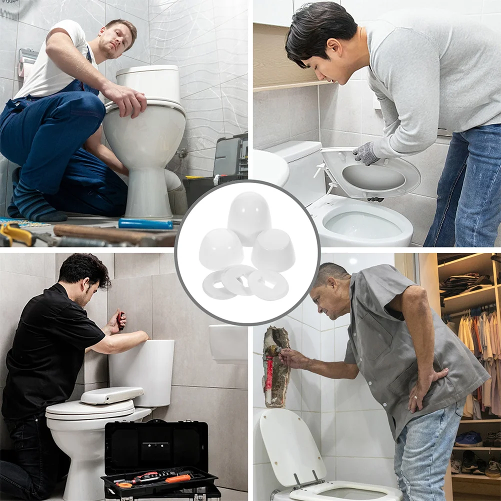 3 قطع من أغطية مسامير المرحاض العالمية، أغطية بلاستيكية مزخرفة لمسامير وعاء القاعدة، قبعات بديلة متينة وسهلة التركيب