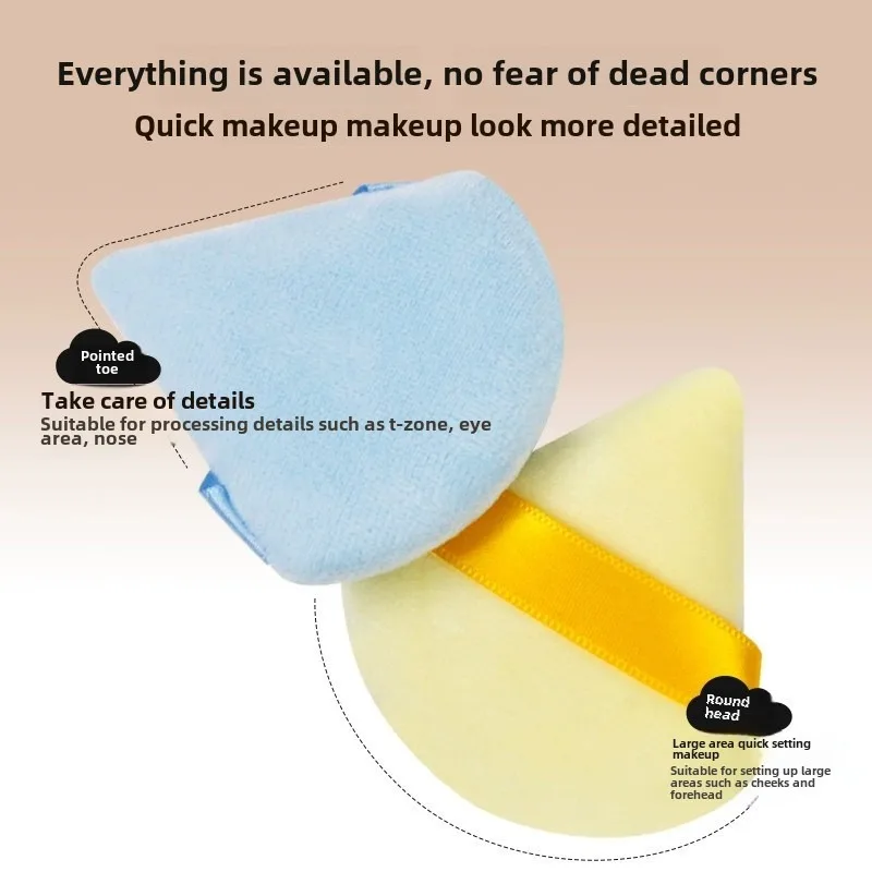 5 pçs triângulo reunindo puff e caixa de armazenamento sopro seco solto pó puff alavancao maquiagem dupla face super macio pó puff
