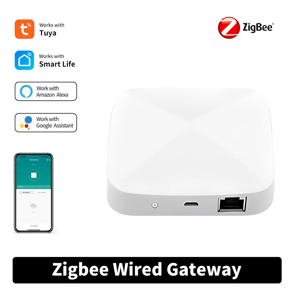 Tuya Gateway ZigBee 3.0 Wired RJ45 Network Port Tuya Smart Home Voice Control App Remote Control Smart Life Devices