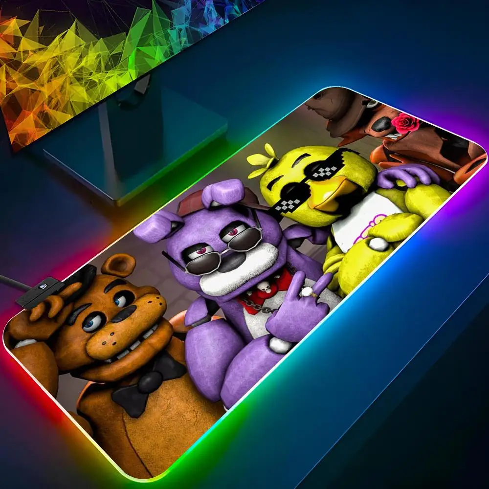 F-Fnaf F-Five-nights-At-FreddysES  Mouse Pad Keyboard LED RGB Pc Gamer Glowing Rubber mause pad  Cute Cartoon Gaming Computer Bo