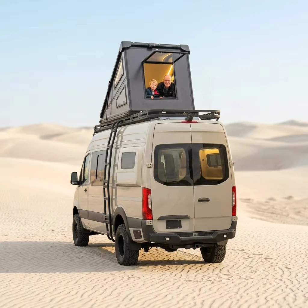 For Carbon Fiber Wedge Rooftop Camper Tent Topper Four-Season Triple Layer For Pickup For Van RV For Sprinter