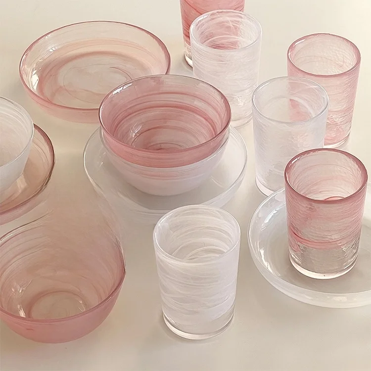 

Стеклянный обеденный набор Lost Blue Alien, миска для завтрака для одного человека, миска для домашнего использования, тарелка в скандинавском стиле, цветное стекло Crt