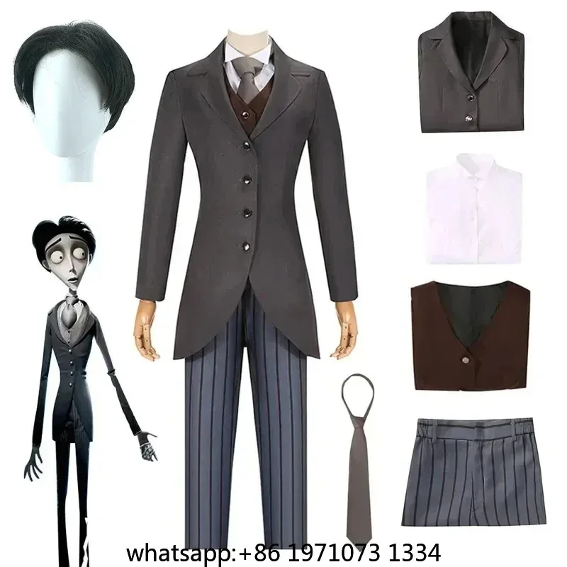 Movie Tim Victor Van Dort Cosplay Halloween ClothesBurton Corpse Bride Costume Men Ghost Uniform Suit Coat Shirt Vest Pants Tie