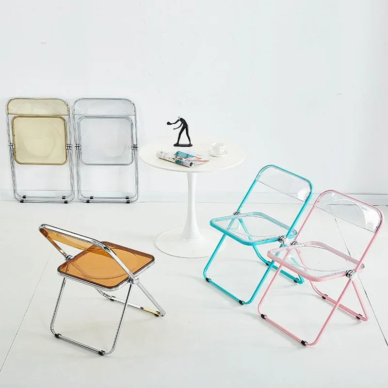 

Outdoor Transparent Folding Chair Fashion Crystal Dining Chair Backrest Live Photo Chair cadeira de jantar house furnitures