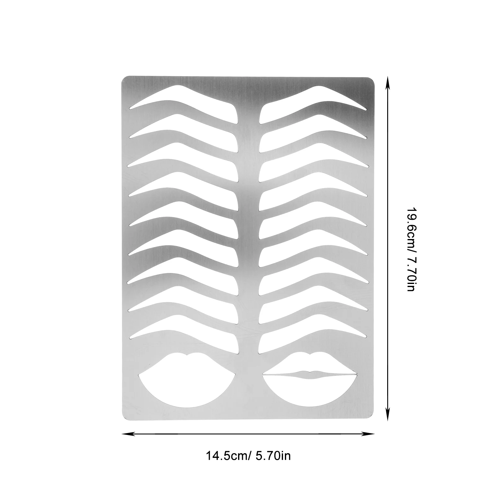 Para plantilla de cejas, plantilla moldeadora, pegatinas de recorte de cara, molde de práctica de forma de acero inoxidable