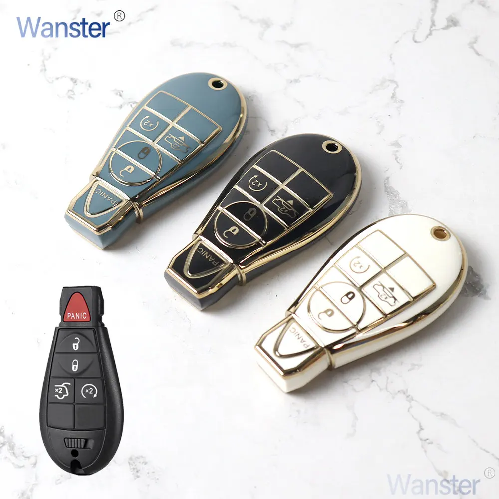 5 Bottons Tpu Car Key Case Fob Cover Shell for Chrysler Town & Country Jeep Grand Cherokee Dodge Magnum Durango Smart Remote Key