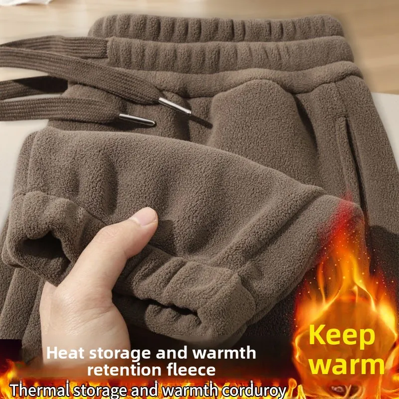 

Men's Double-Sided Fce Lined Loose Thiened Casual Sweatpants Autumn Winter Harlan Couples Pants Low Waist Long Pants