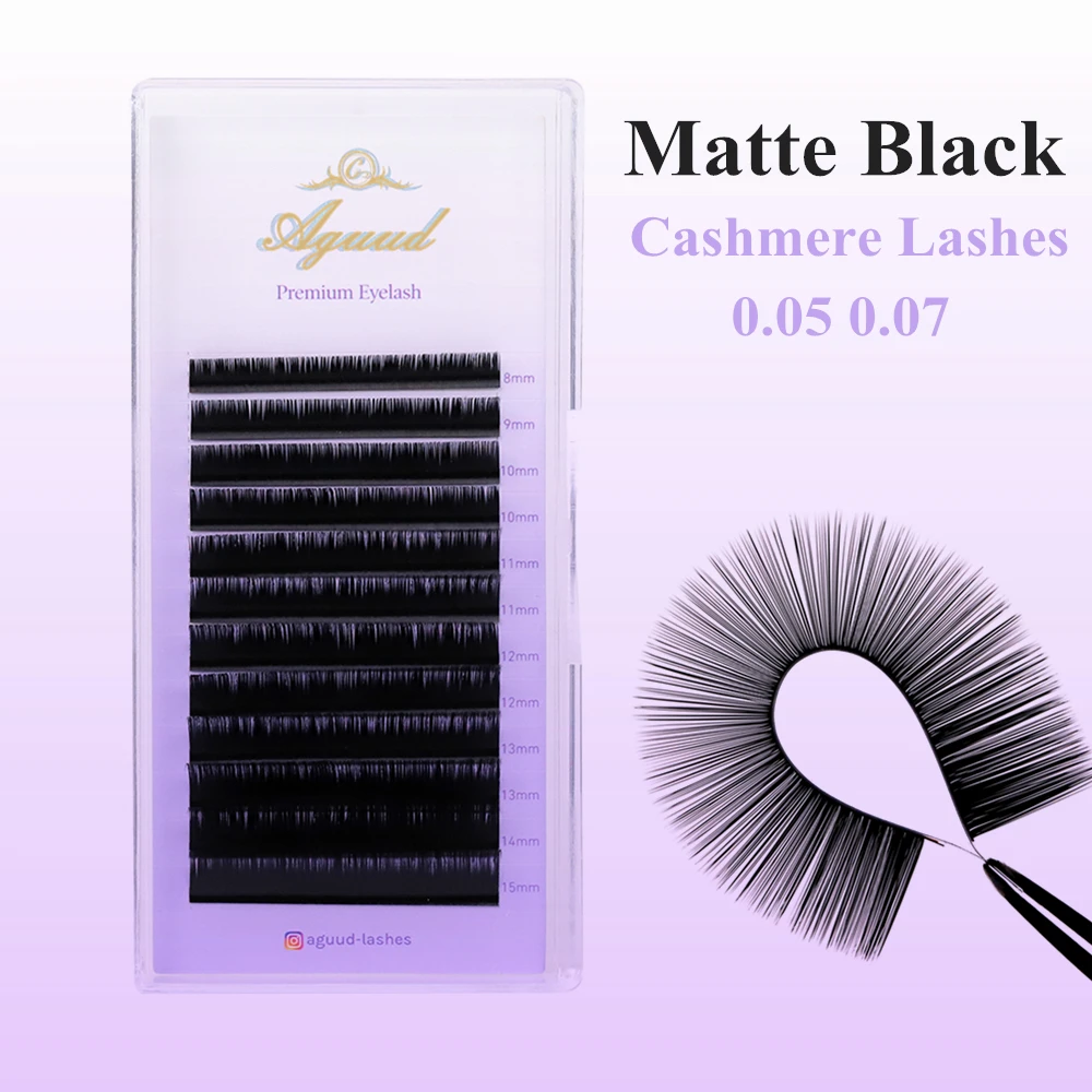 

AGUUD New Ultra Matte Black Handmade Cashmere Individual Eyelash Soft Premium Russian Volume Normal Fanning Lash Extension Cilia