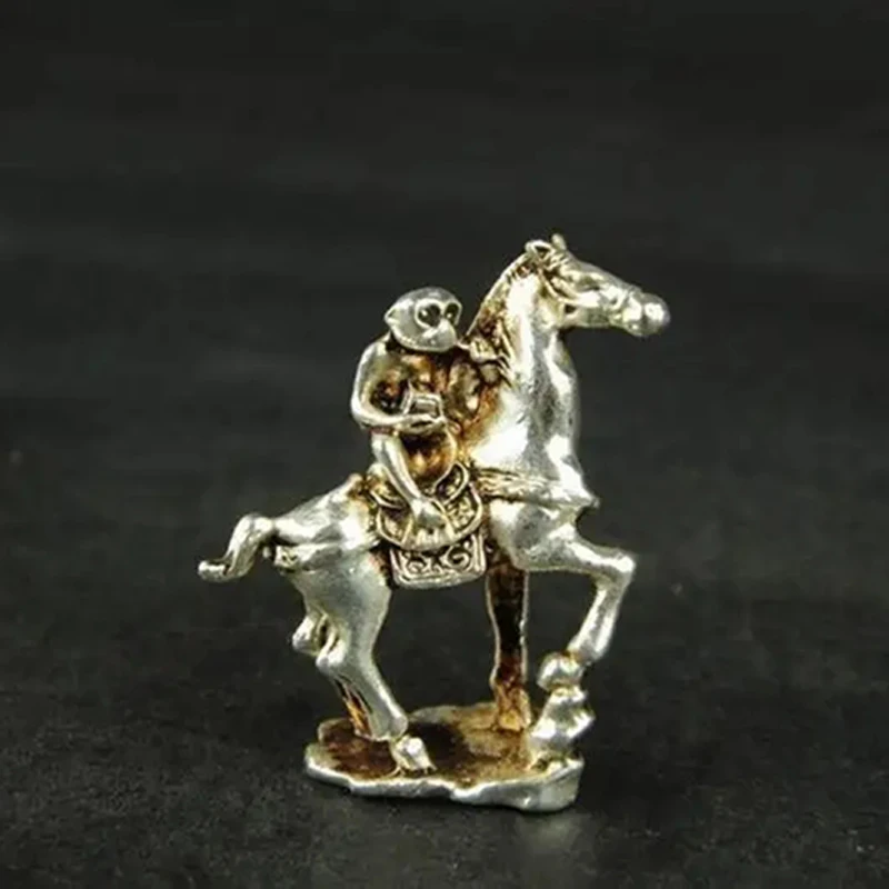 Chinese handmade miao silver monkey and horse statue