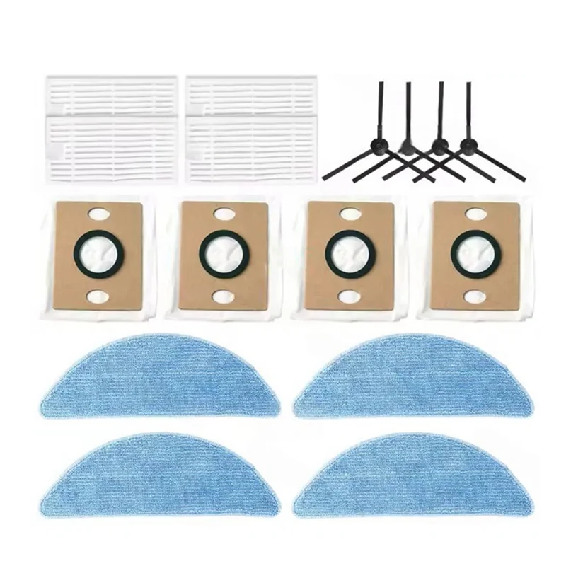 A24p 16 peças para ilife g9/g9 pro/v9/v9 pro/a12 pro peças de reposição vácuo escova lateral saco pó filtro pano esfregão