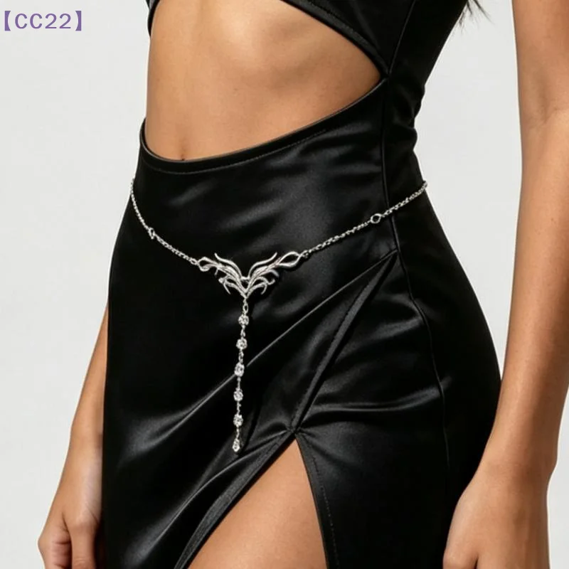 Sexy Rhinestone Tassel Waist Chain For Women New Trendy Silver Color Metal Geometric Wing Belly Chain Bikini Body Jewelry Gifts