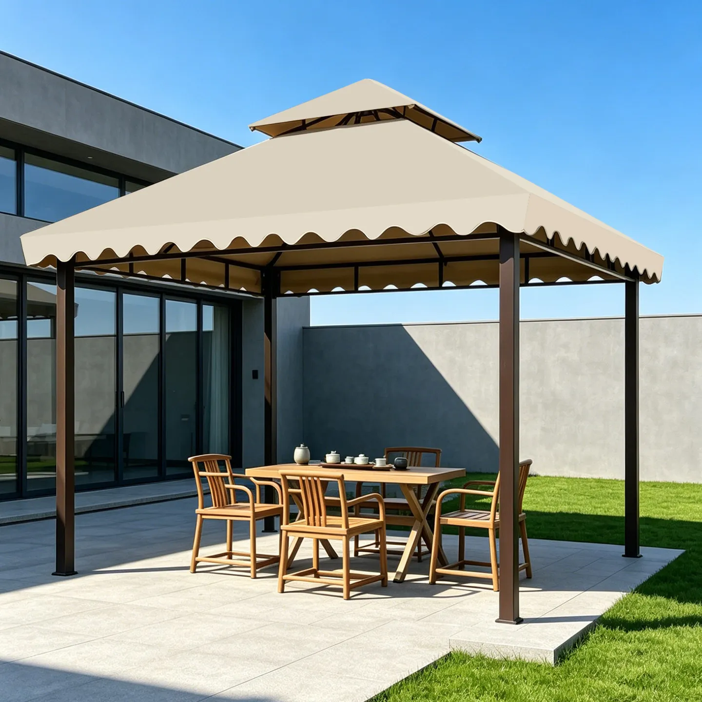 Outdoor courtyard pavilion rooftop awning outdoor large pergola sun room leisure mobile awning spot fast delivery