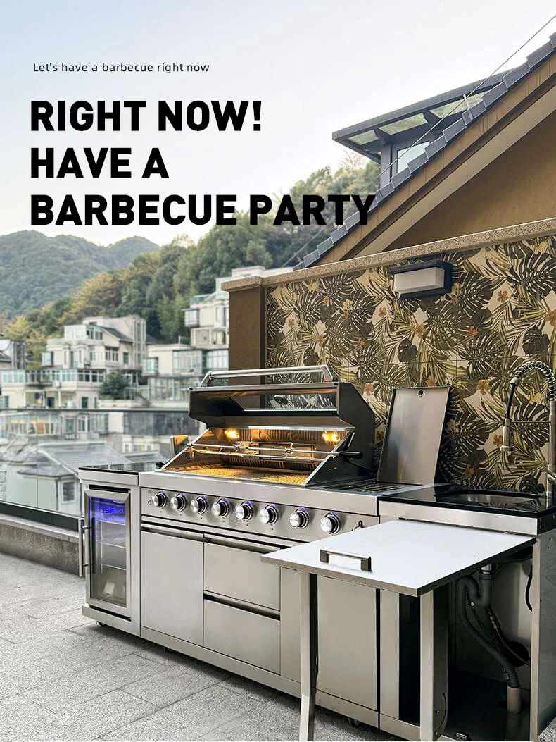 Luxurious Household Outdoor Natural Gas BBQ Grills High Quality Steel Iron with Level Screwdriver Folding Propane Ignition