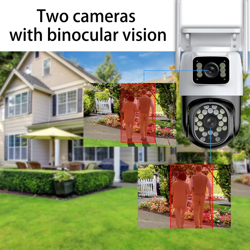 YOOSEE Dual Lens Dual Screen WIFI PTZ Camera Color Night Vision Auto Tracking Two Way Audio Outdoor IP66 Surveillance Cameras