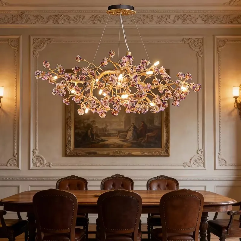 Natural Crystal All Copper Chandelier Modern Luxury Pendant Light for Living Room Dining Room New Home Decor Lighting fixtures