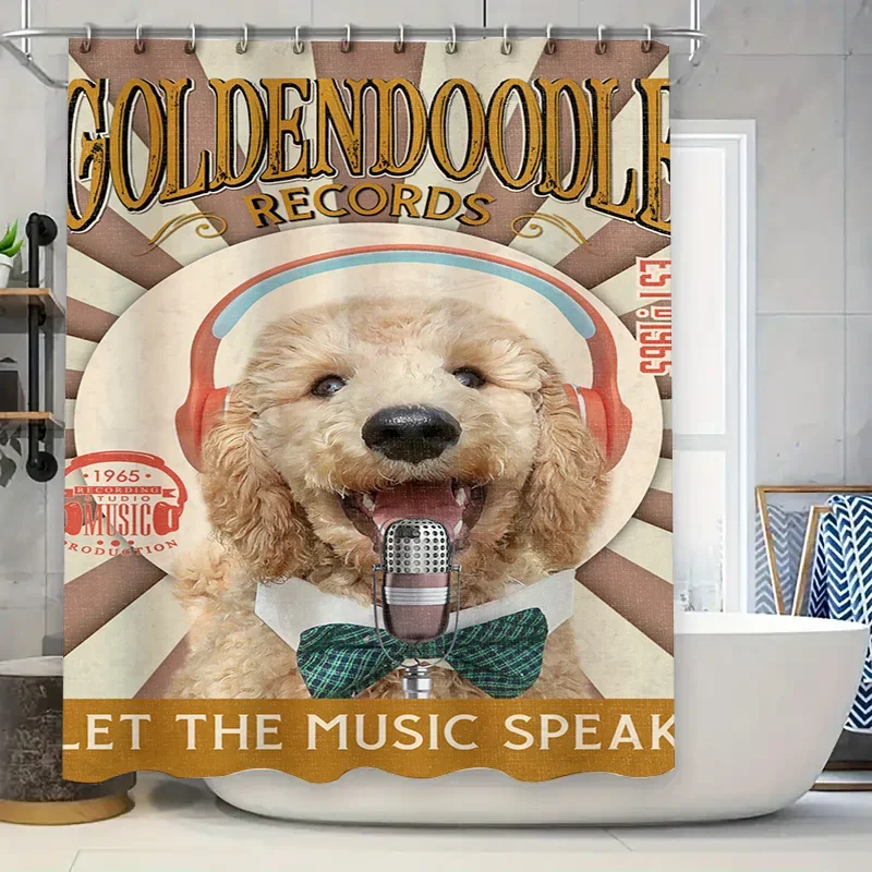 

Очаровательная занавеска для душа с собакой, музыкальный тематический декор для ванной комнаты, тканевые занавески для душа с ярким принтом, водонепроницаемые, идеальные украшения для дома