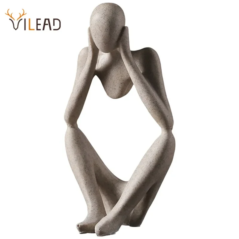 

VILEAD Abstract Thinker Statue Resin Figurine Office Home Decoration Sculpture Art