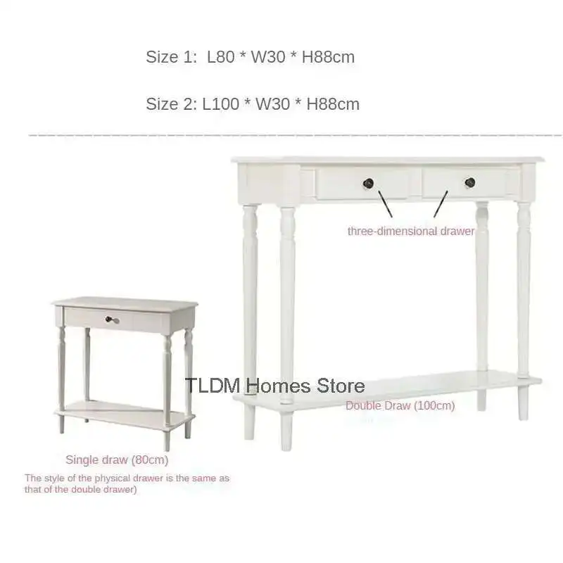 

American Solid Wood Console Table Household Entry Hallway Table Retro Living Room Furniture Entrance Console Cabinet with Drawer