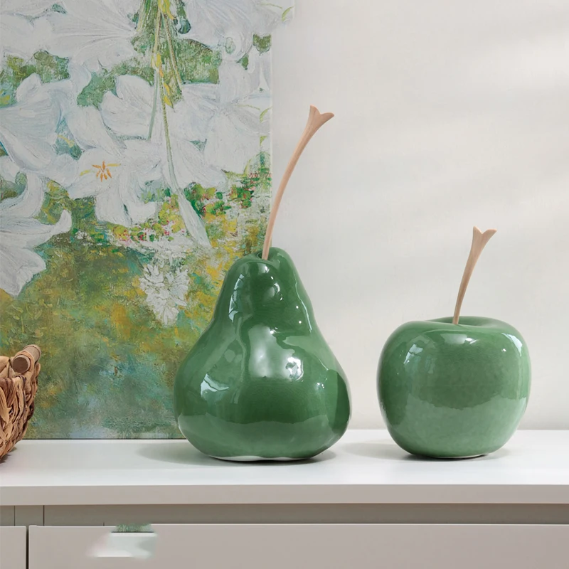 Home Study Desktop Living Room Decoration Atmosphere Sense Of Light Luxury Ceramic Pear Apple Entryway Art Ornaments