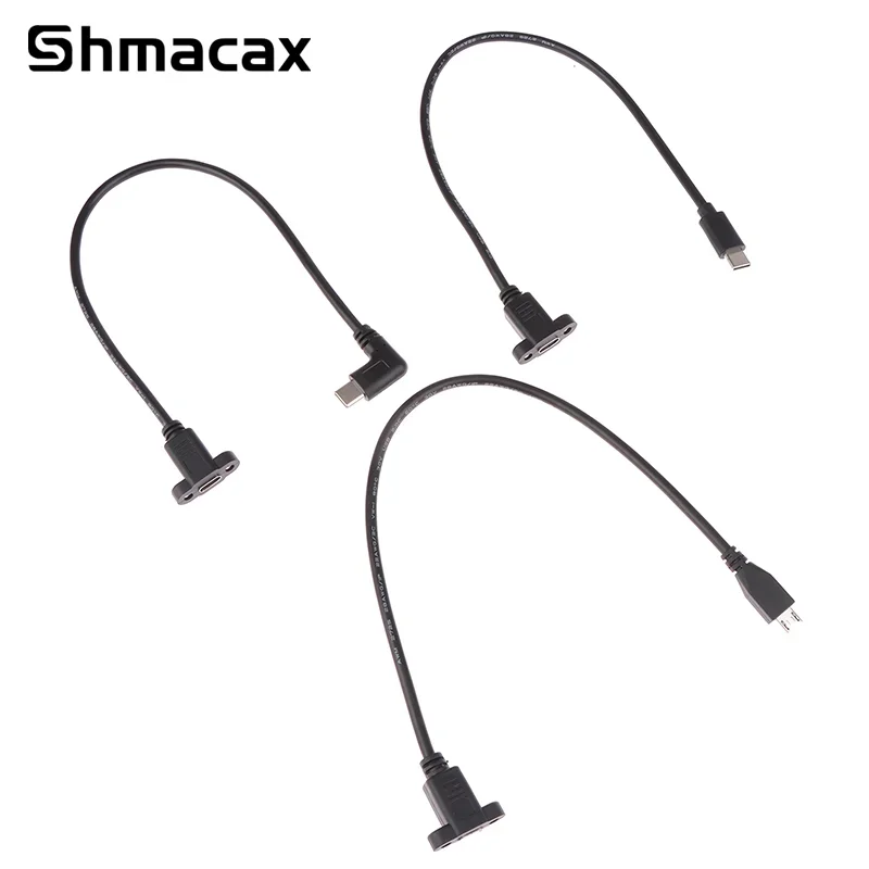 

Micro Type USB USB 3.1 Male Connector To Type-c USB 3.1 Female Extension Cable 17mm With screws Panel Mount Hole 0.3m