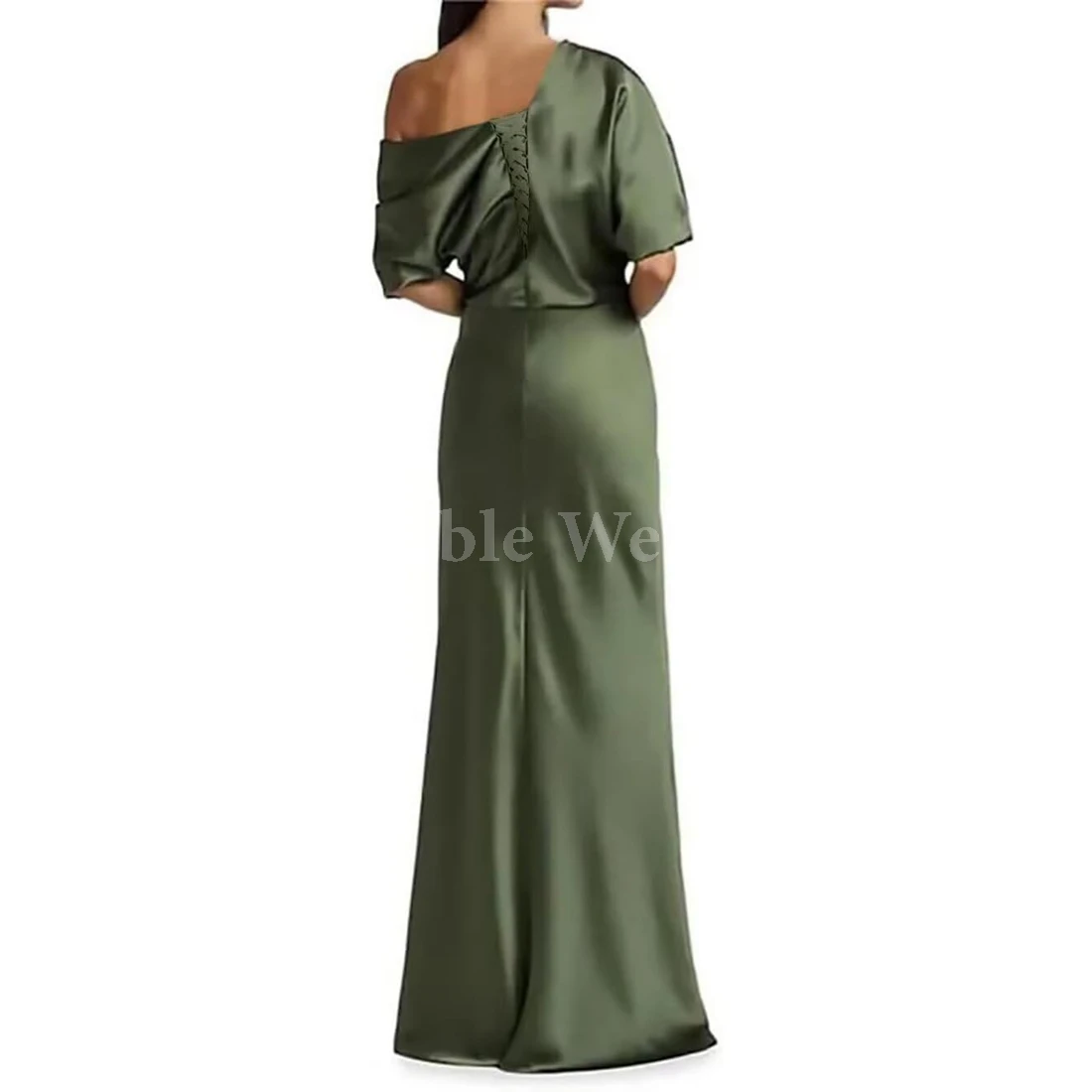 Elegant One-Shoulder Mermaid Evening Dresses Short Sleeves Prom Gown Customize