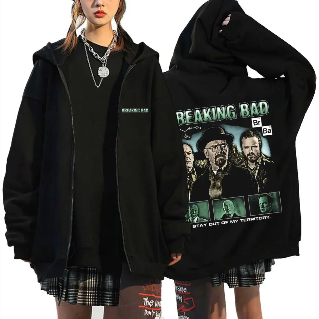 

Heisenberg TV Breaking Bad Stay Out of My Territory Zipper Hoodie Better Call Saul Zip Up Jacket Men Oversized Zip Up Sweatshirt