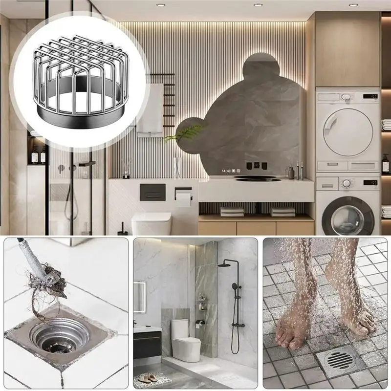 AS94-Floor Drain Cover Stainless Steel Downspout Mesh Filter Anti-Blocking Sewer Filter Cover For Bathroom Balcony Outdoor