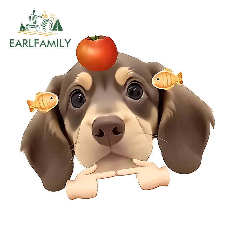 EARLFAMILY Dog Emotion Cartoon Cute Car Stickers Motorcycle Surfboard Rear Windshield Decal Occlusion Scratch Car Accessories