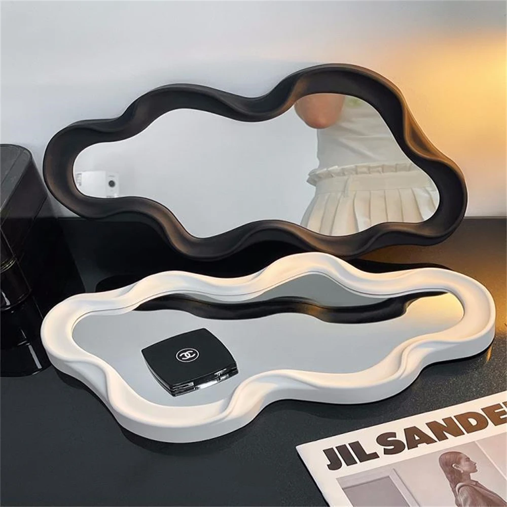 Cloud Shaped Desktop Vanity Mirror Simple Wall Mounted Bedroom Bathroom Irregular Makeup Wall Mounted Mirror Home Decoration