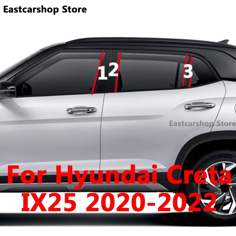 

For Hyundai Creta Ix25 2020 2021 2022 Car Middle Column PC Window Trim Decoration B C Pillar Strip Sticker Accessories