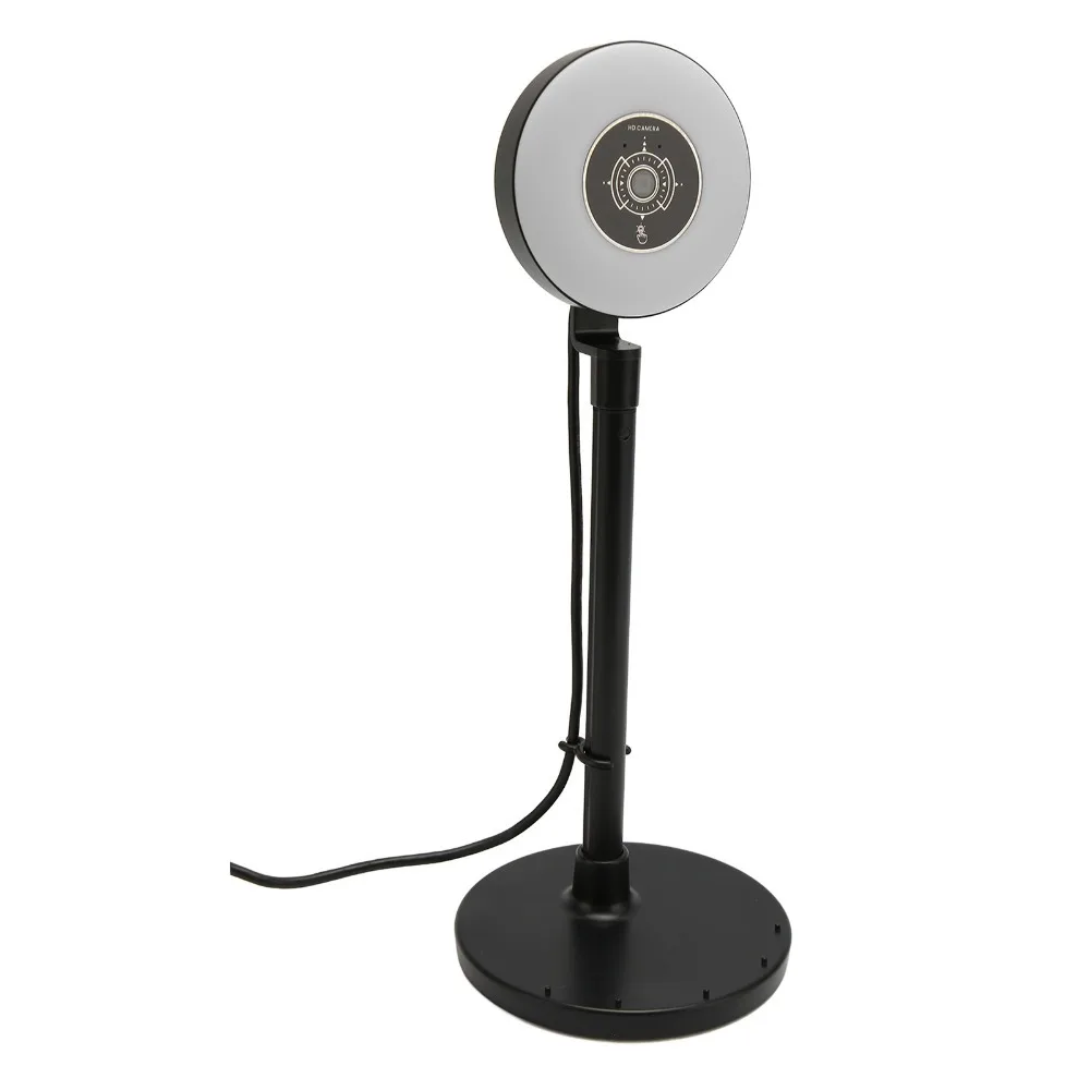 1080P HD Webcam with Fill Light & Phone Holder Built In Microphone 3 Adjustable Light Modes Autofocus Webcam Retractable Pole