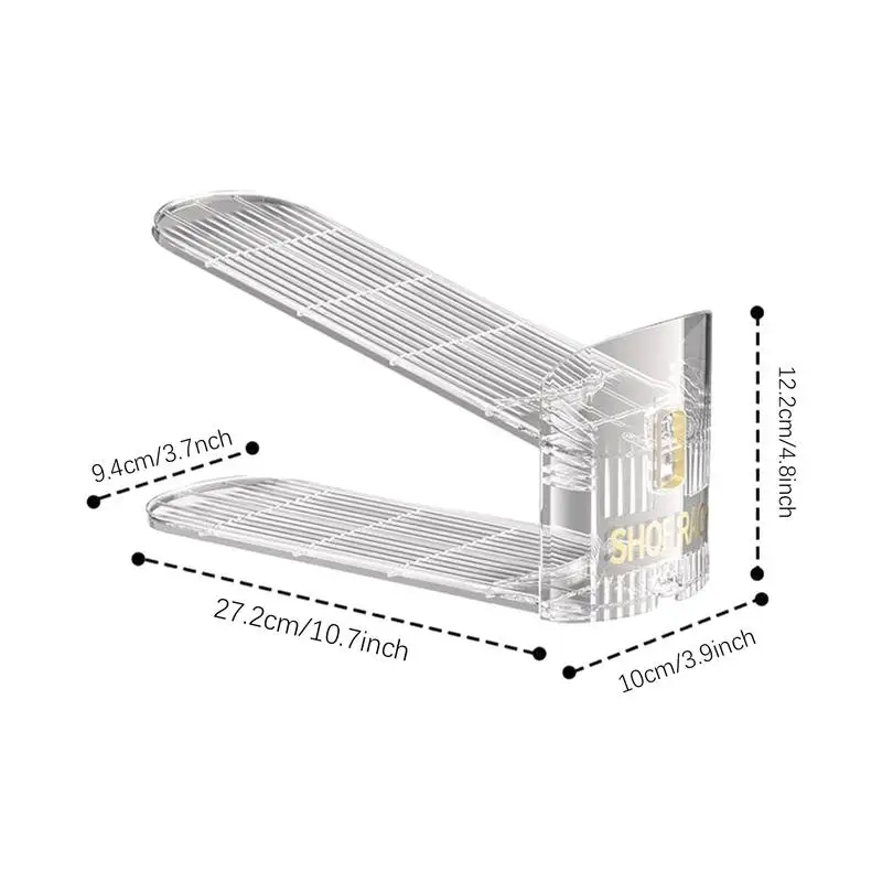 Shoe Stacker For Closet Cabinet Storage Stacking Shoe Slot Organizers Transparent Freestanding Shoe Holder Space-Saving Cabinet