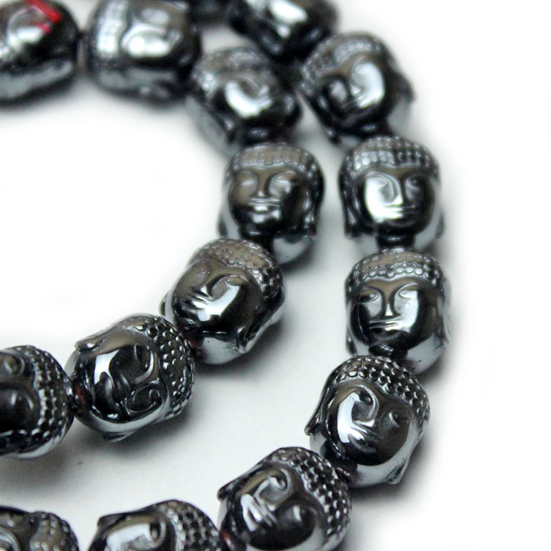 10 Pieces Buddha Maitreya Head Black Hematite Beads Natural Stone Loose Beads Jewelry Bracelet Making DIY Findings Accessories