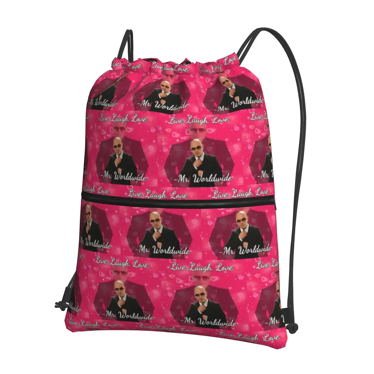 

Mr Worldwide Live Laugh Love Backpacks Casual Drawstring Bags Shoes Bag Book Bags for Man Woman Students