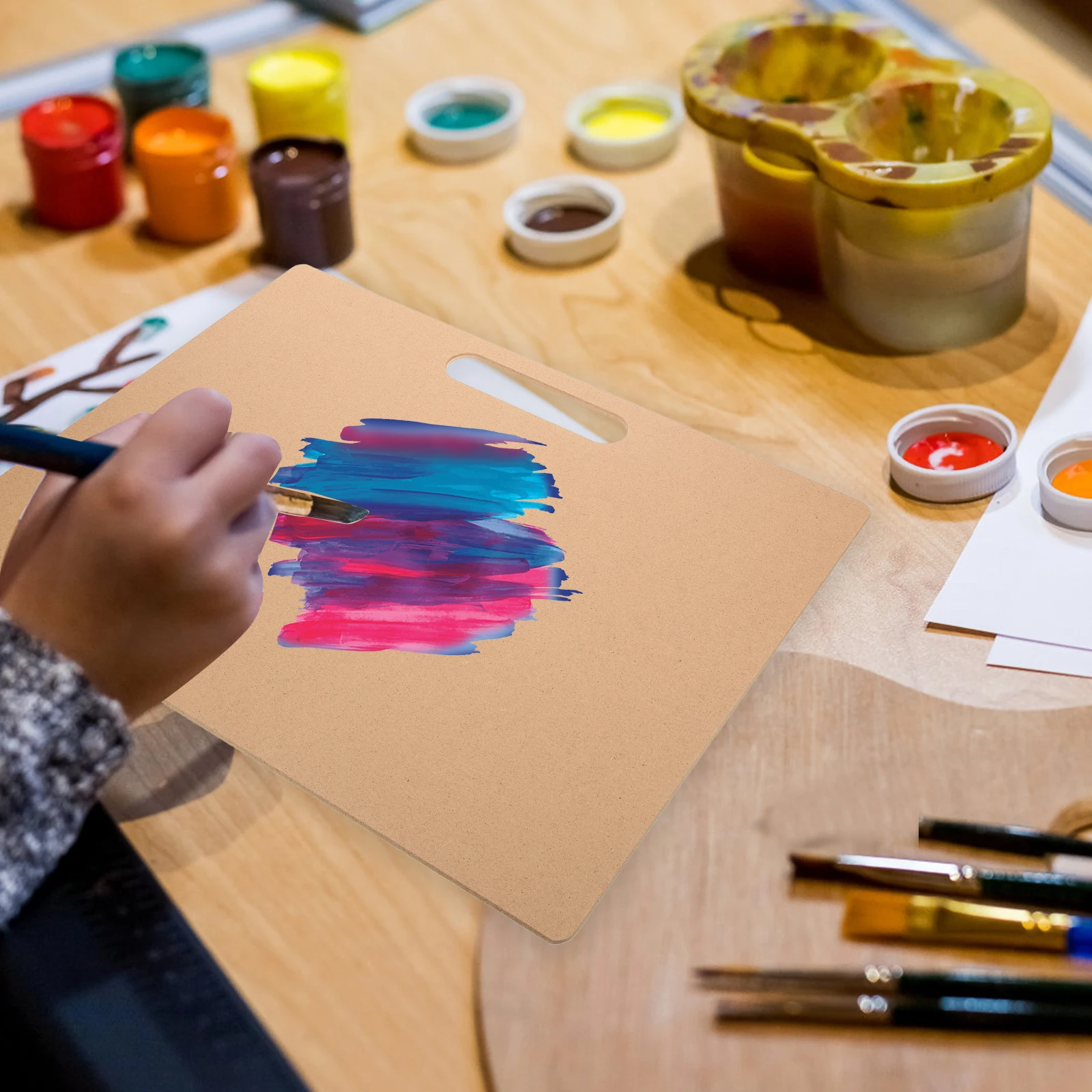 

Wooden Painting Board Oil Art Sketch Drawing Tool Portable Artist Home Office Hollow Design Colorful Practice Set Easy