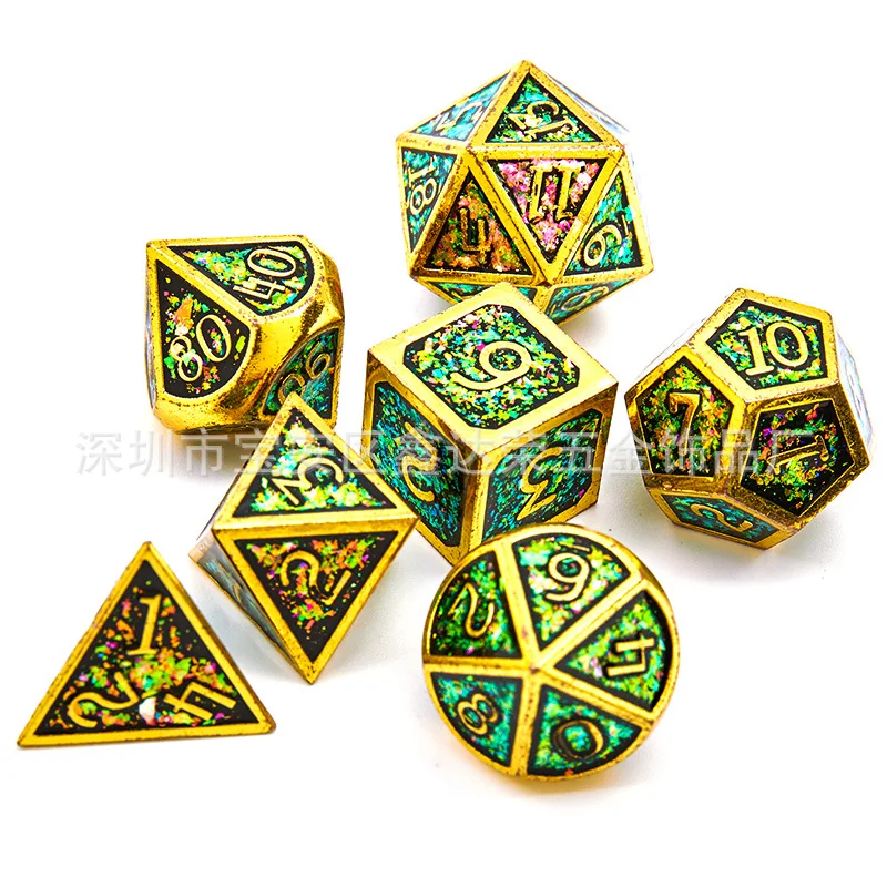 SOURCE Manufacturer Metal Dice Suit Glitter Cthulu Board Game Multi-Sided DiceDNDRunning Sieve