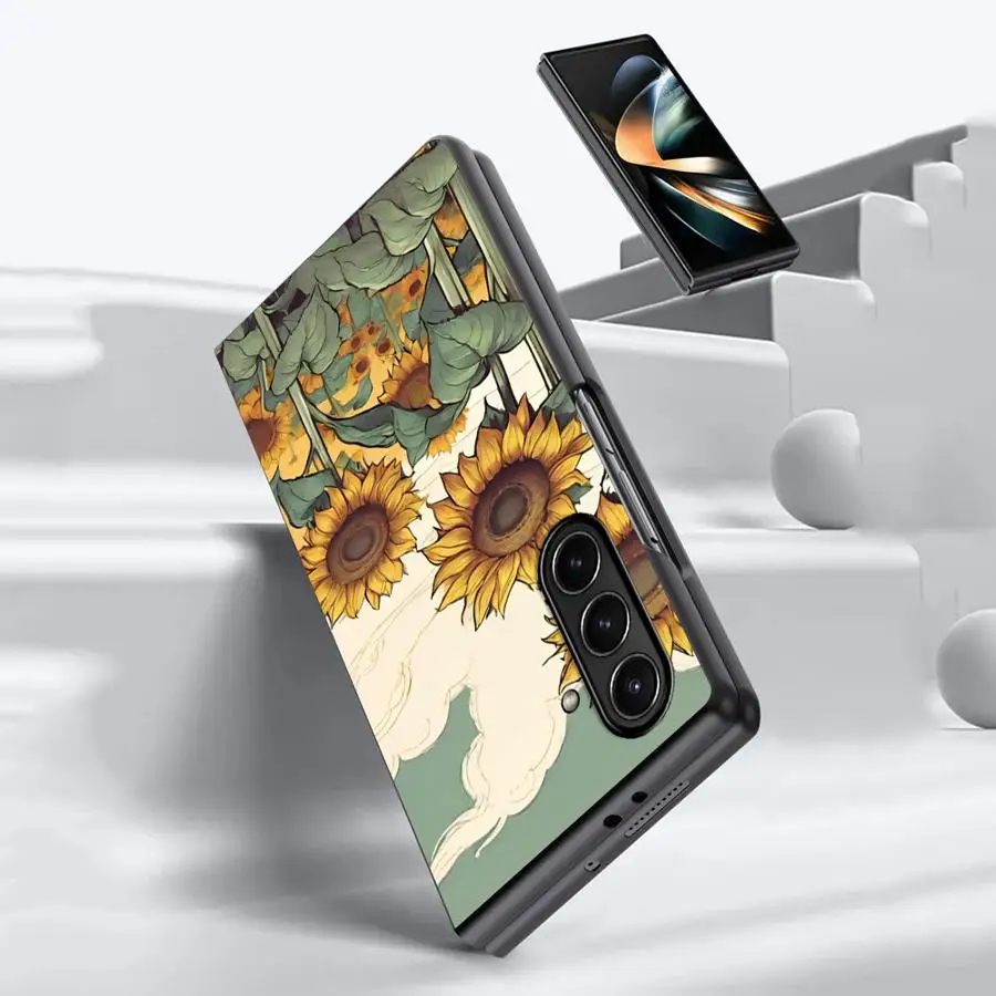Custodia per Samsung Galaxy ZFold5 ZFold4 ZFold7 ZFold6 Z Fold 7 6 5 4 3 ZFold3 Cover posteriore per telefono Bellissimo mare di girasole