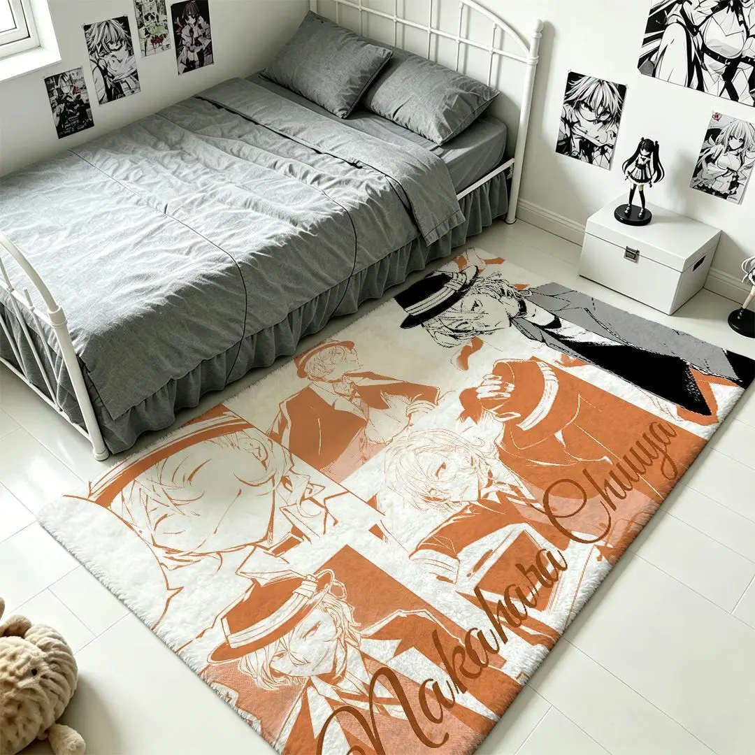 Bungo Stray Dogs Dazai Osamu Cartoon Plush Rug Anime-Style Living Room Bedroom Bedside Foot Mat Anime Merchandise Wholesale - view 3