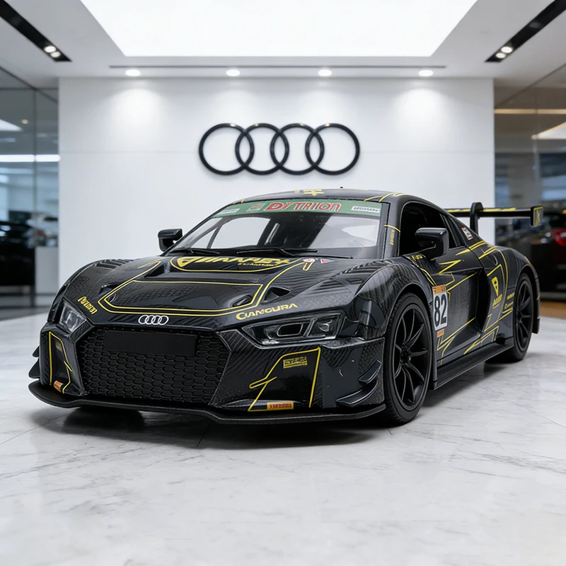 

Модель спортивного автомобиля AUDI R8 LMS GT3 Limited Edition из сплава, масштаб 1:32, со звуком и светом, с функцией отката назад, детская игрушка, коллекционная модель, подарок на день рождения