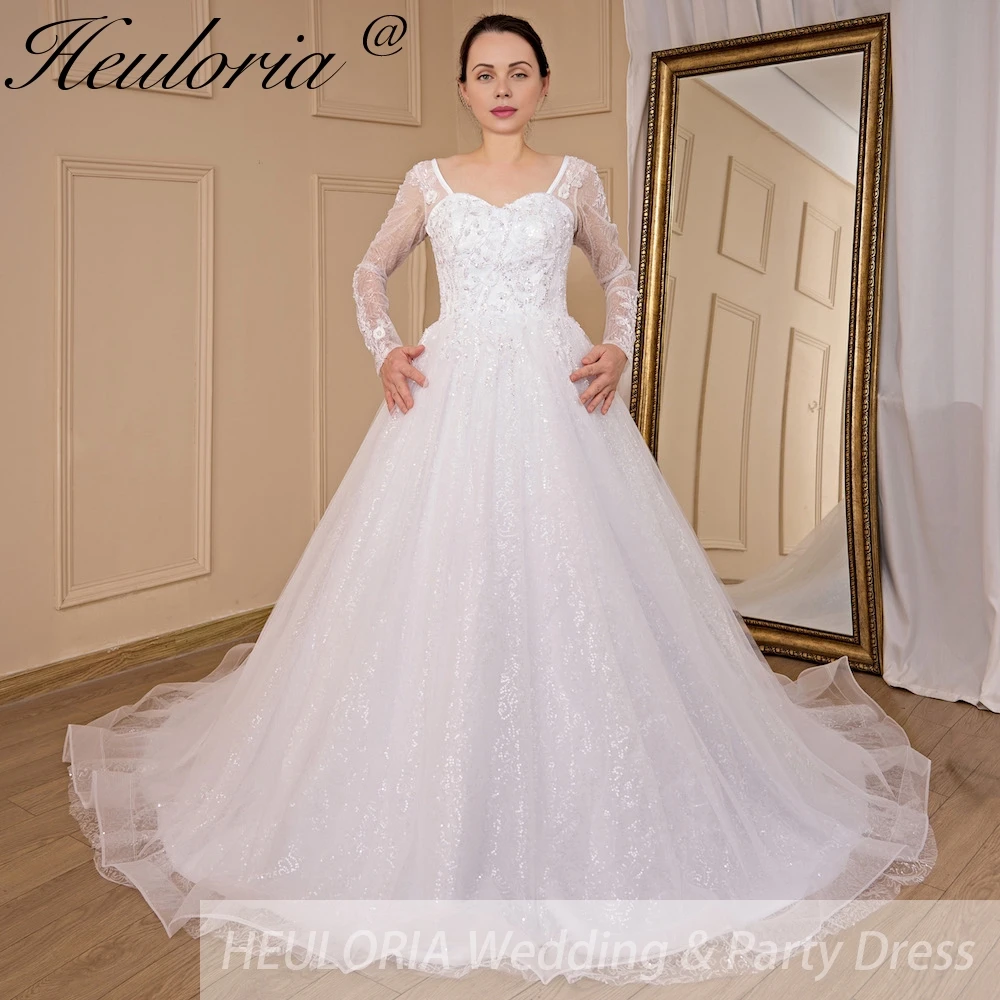 luxury princess Wedding dress long sleeve shinny Bride gown Robe De Mariee Wedding Bride Dress