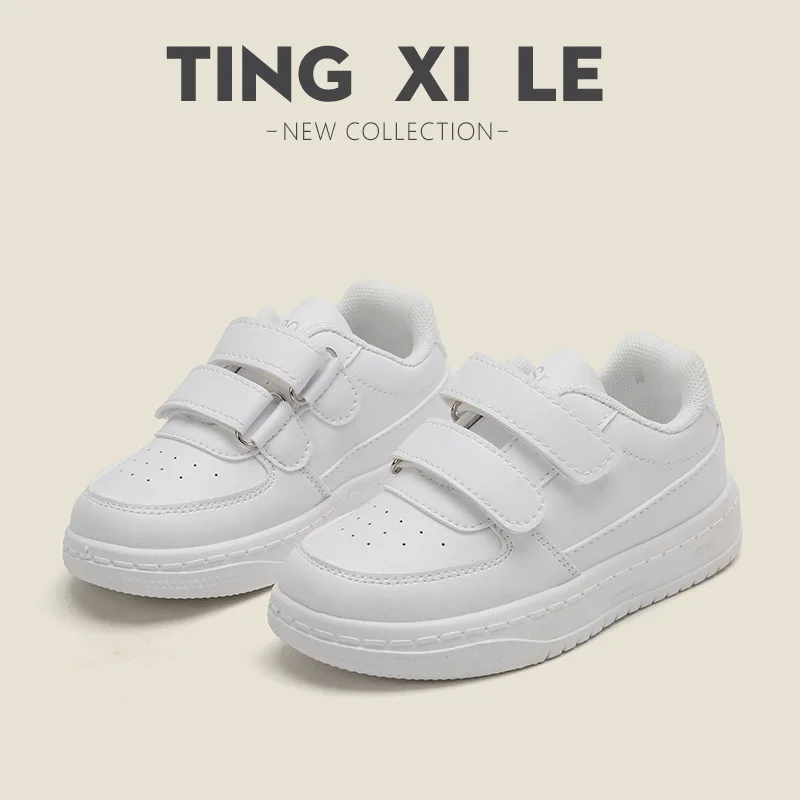 

Children's white shoes2024Spring and Autumn New Boys' Sneaker White Girls' Casual Shoes Soft-Soled Shoes for Baby Single