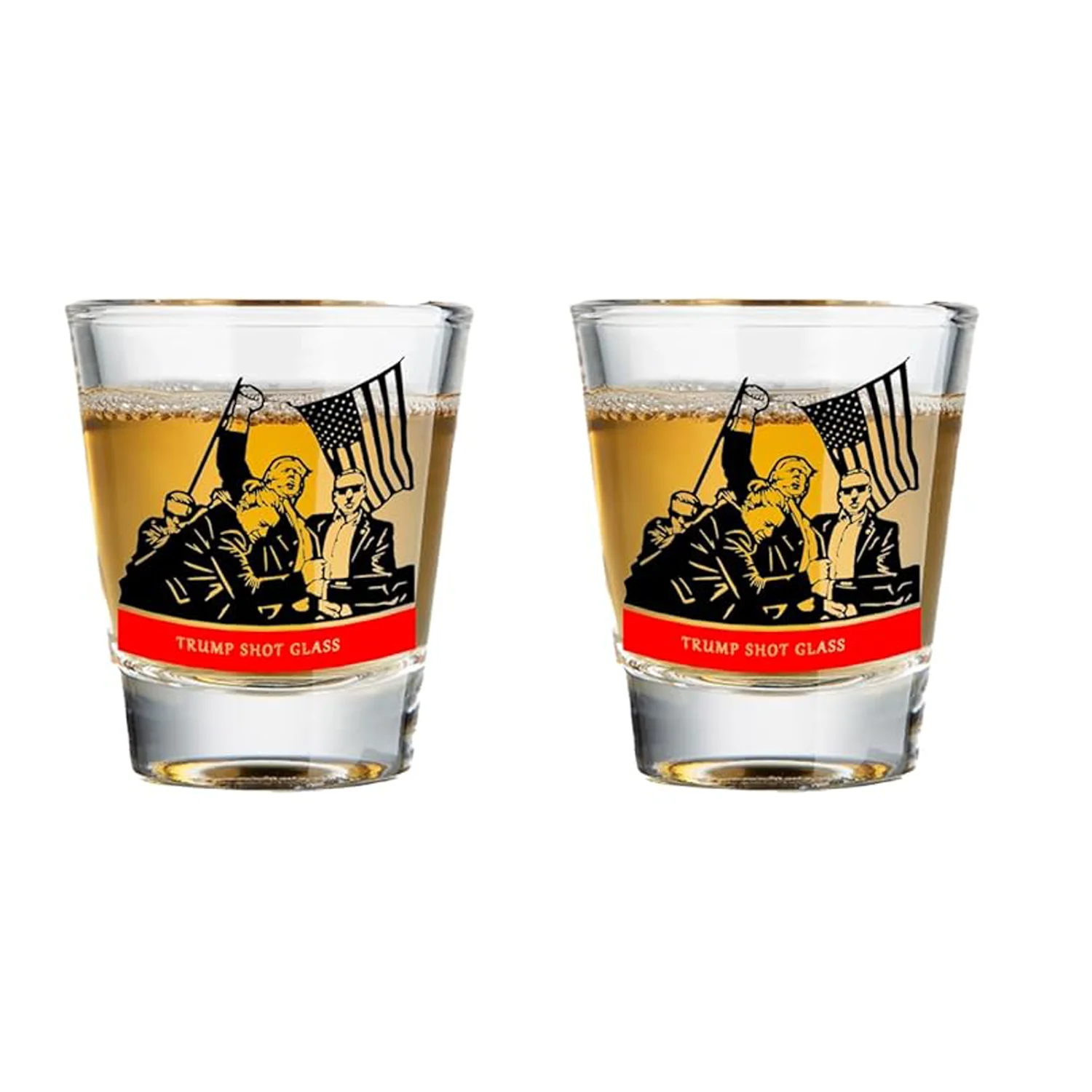 Patriotic Trump Shot Glasses Set - American Flag Design - Collectible Souvenir for Republicans - Perfect for Parties & Gifts