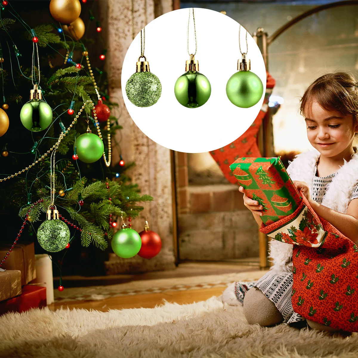 

48Pcs Christmas Ball Ornaments Compact Storage Box Included Holiday Hanging Decor for Home Party Mall Decorative Xmas Tree Balls