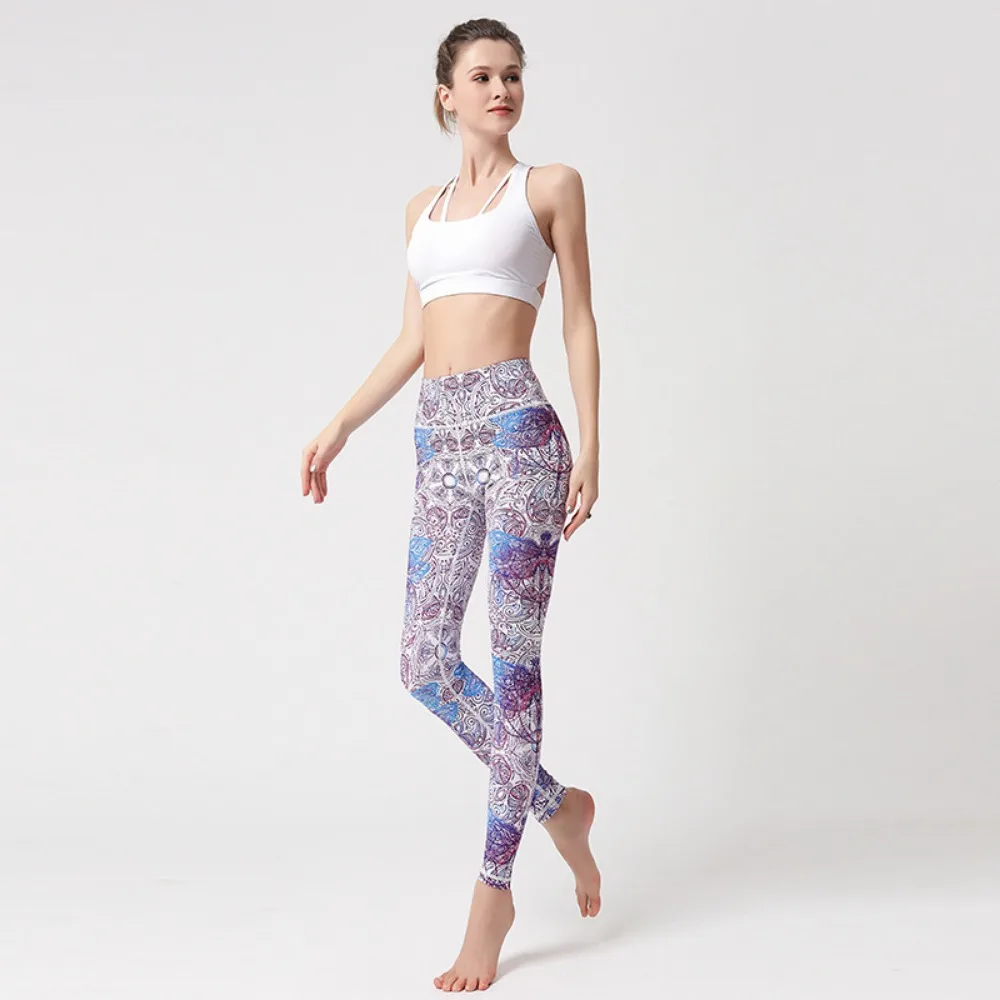 Sollevamento dell'anca e Leggings pantaloni da Yoga pantaloni da Fitness da Yoga attillati a vita alta da donna che assorbono il sudore asciugatura rapida