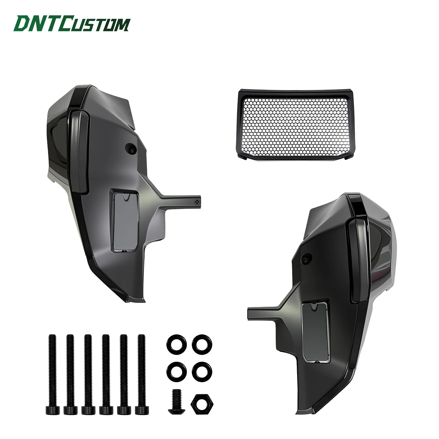 DNTCUSTOM Black Lower Leg Fairing Cover Extended Chin Spoiler Set for Touring Road Glide Street Glide 23.5-25 Motorcycle Parts