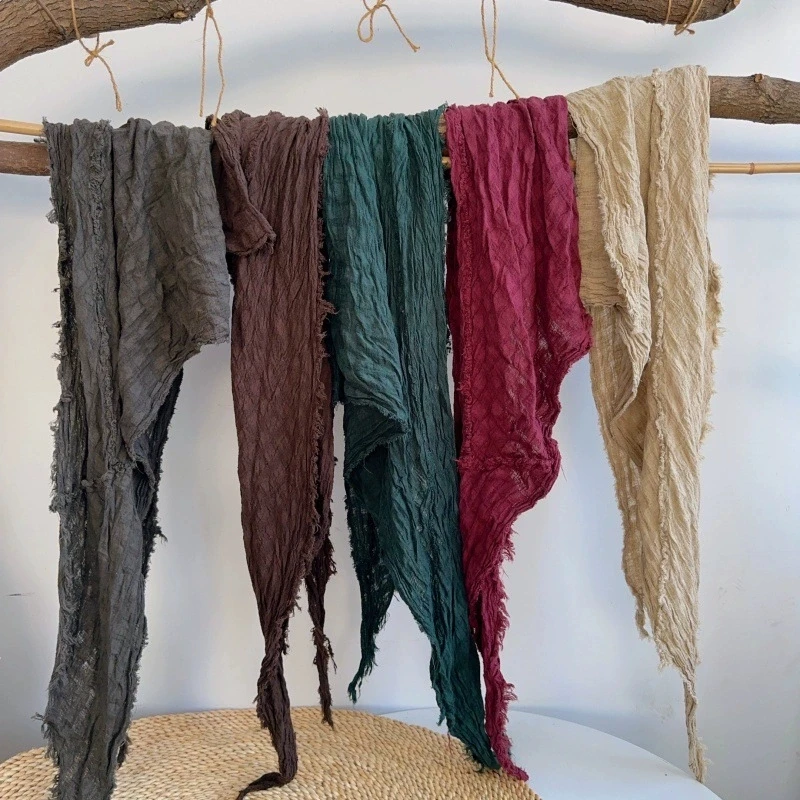 

Japanese Style Large Cotton Linen Triangular Scarf Vintage Stole Versatile Artistic Headscarf Hijabs