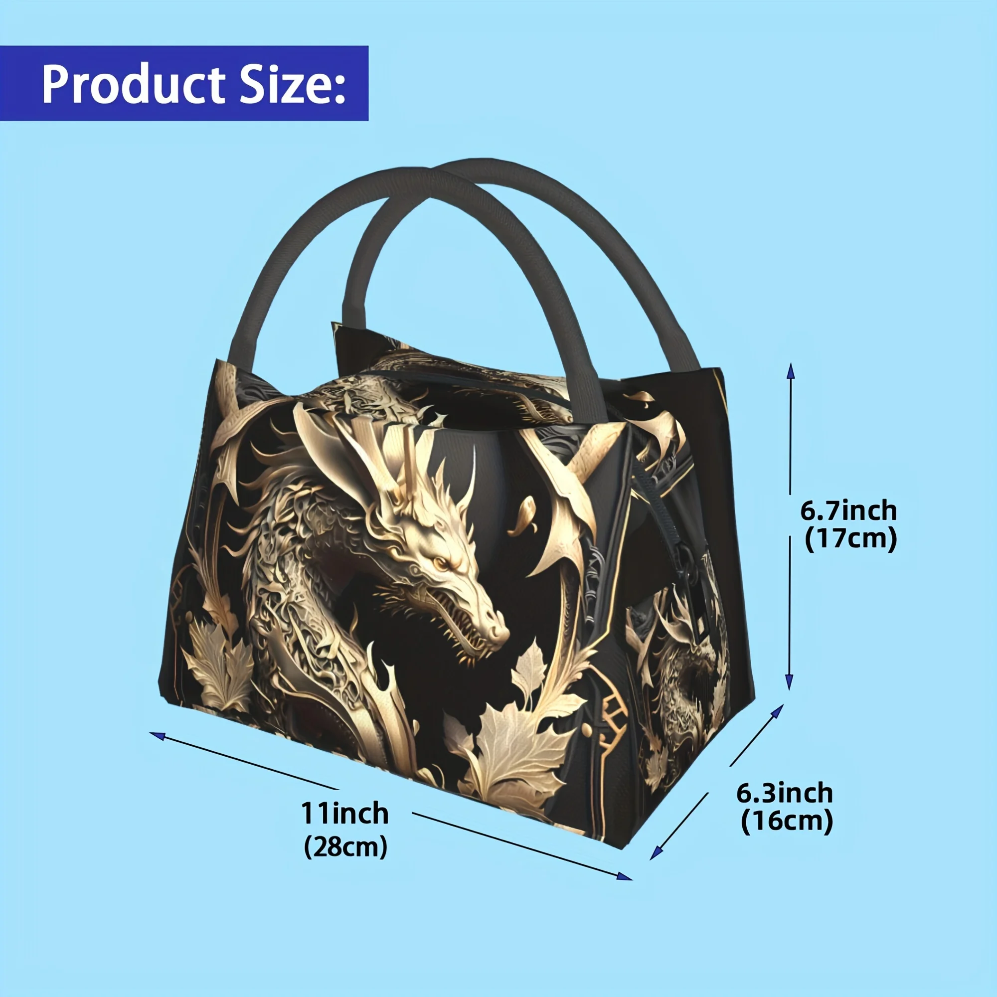 1pc Golden Dragon Maple Leaf Tote Bag Reusable Insulated Lunch Bag for Picnics Hiking Outdoor Activities Ideal for Home